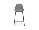 Tabouret snack mi-hauteur FENTON MINI en velours gris et pied en métal noir