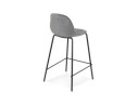 Tabouret snack mi-hauteur FENTON MINI en velours gris et pied en métal noir