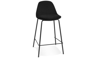 BS06550BLBL 5404028337684 Tabouret snack mi-hauteur FENTON MINI en velours noir et pied en métal noir