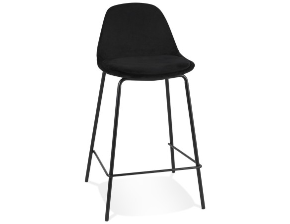 BS06550BLBL 5404028337684 Tabouret snack mi-hauteur FENTON MINI en velours noir et pied en métal noir