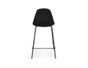 Tabouret snack mi-hauteur FENTON MINI en velours noir et pied en métal noir