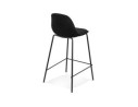 Tabouret snack mi-hauteur FENTON MINI en velours noir et pied en métal noir