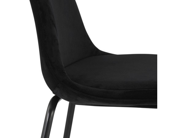 Tabouret snack mi-hauteur FENTON MINI en velours noir et pied en métal noir