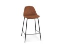 BS06560BRBL 5404028337707 Tabouret snack mi-hauteur GIRON MINI en microfibre brun et pied en métal noir