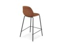 Tabouret snack mi-hauteur GIRON MINI en microfibre brun et pied en métal noir