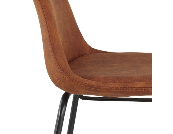 Tabouret snack mi-hauteur GIRON MINI en microfibre brun et pied en métal noir