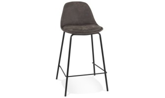 BS06570DGBL 5404028337721 Tabouret snack mi-hauteur GIRON MINI en microfibre gris foncé et pied en métal noir