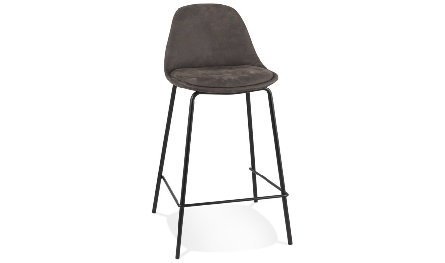 BS06570DGBL 5404028337721 Tabouret snack mi-hauteur GIRON MINI en microfibre gris foncé et pied en métal noir