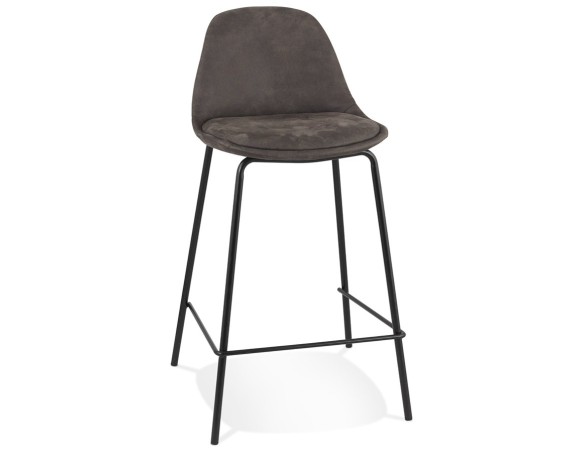 BS06570DGBL 5404028337721 Tabouret snack mi-hauteur GIRON MINI en microfibre gris foncé et pied en métal noir
