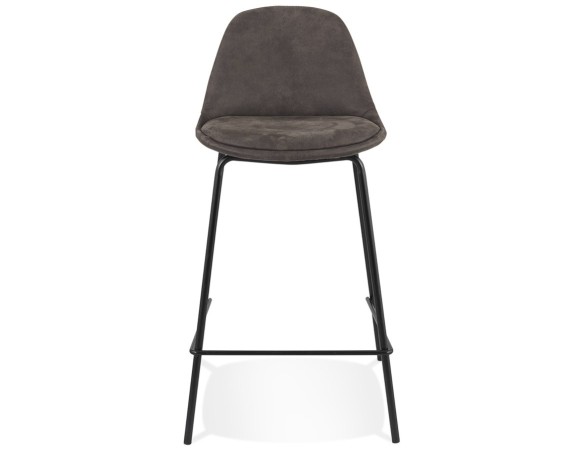 Tabouret snack mi-hauteur GIRON MINI en microfibre gris foncé et pied en métal noir