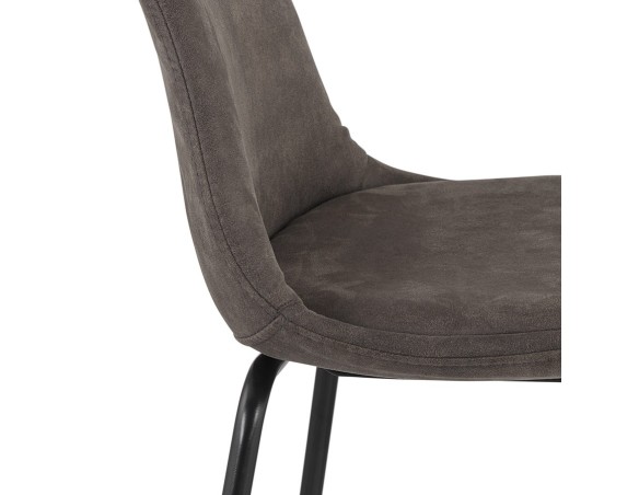Tabouret snack mi-hauteur GIRON MINI en microfibre gris foncé et pied en métal noir