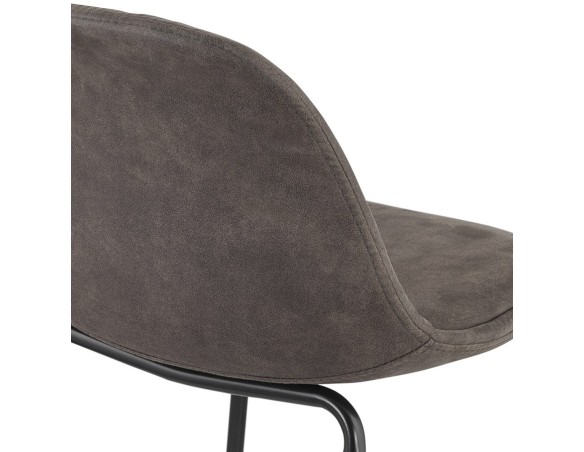 Tabouret snack mi-hauteur GIRON MINI en microfibre gris foncé et pied en métal noir