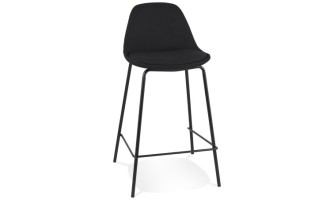BS06580BLBL 5404028337745 Tabouret snack mi-hauteur BULMA MINI en tissu noir et pied en métal noir