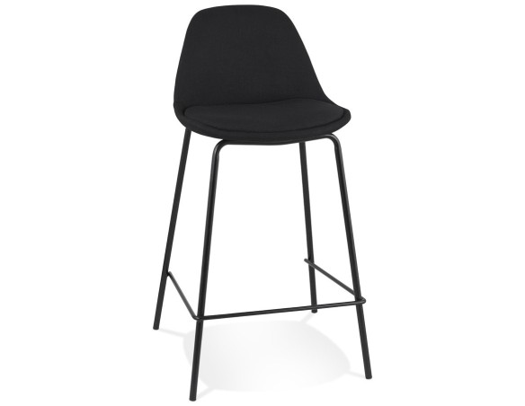 BS06580BLBL 5404028337745 Tabouret snack mi-hauteur BULMA MINI en tissu noir et pied en métal noir