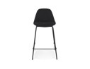 Tabouret snack mi-hauteur BULMA MINI en tissu noir et pied en métal noir