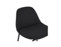 Tabouret snack mi-hauteur BULMA MINI en tissu noir et pied en métal noir