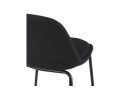 Tabouret snack mi-hauteur BULMA MINI en tissu noir et pied en métal noir