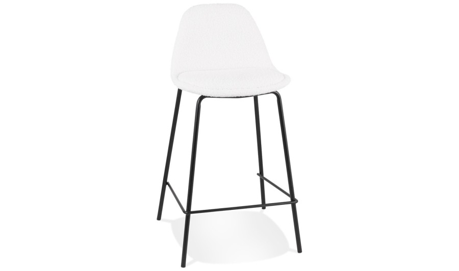 BS06590WHBL 5404028337769 Tabouret snack mi-hauteur PLUMAR MINI en tissu bouclé blanc et pied en métal noir BS06590WHBL 5404028337769 Tabouret snack mi-hauteur PLUMAR MINI en tissu bouclé blanc et pied en métal noir