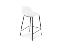 Tabouret snack mi-hauteur PLUMAR MINI en tissu bouclé blanc et pied en métal noir