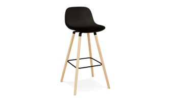 BS06760BL 5404028348420 Tabouret snack mi-hauteur TATSU MINI noir avec pieds en bois naturel