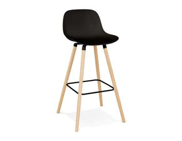 BS06760BL 5404028348420 Tabouret snack mi-hauteur TATSU MINI noir avec pieds en bois naturel