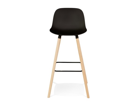 Tabouret snack mi-hauteur TATSU MINI noir avec pieds en bois naturel