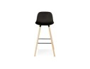 Tabouret snack mi-hauteur TATSU MINI noir avec pieds en bois naturel