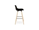 Tabouret snack mi-hauteur TATSU MINI noir avec pieds en bois naturel