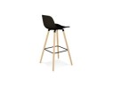 Tabouret snack mi-hauteur TATSU MINI noir avec pieds en bois naturel