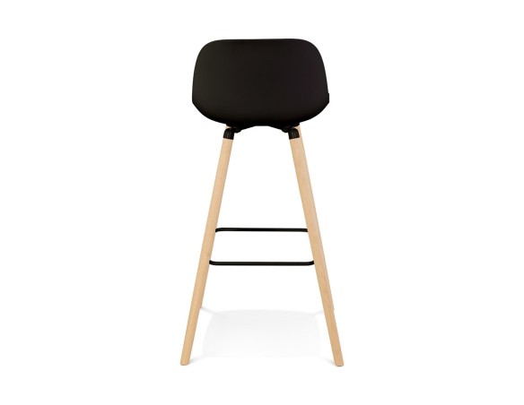 Tabouret snack mi-hauteur TATSU MINI noir avec pieds en bois naturel