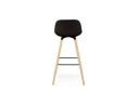 Tabouret snack mi-hauteur TATSU MINI noir avec pieds en bois naturel
