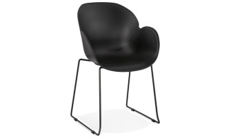 AC02320BLBL 5420072065342 Chaise avec accoudoirs ZAKARY noire avec pied en métal - intérieur /extérieur