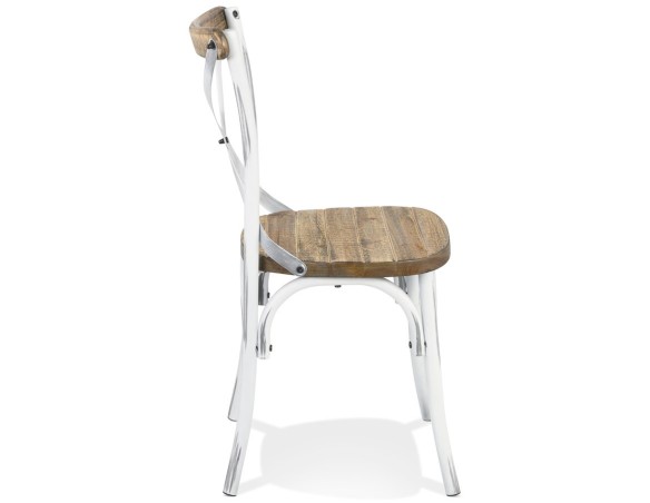 Chaise de cuisine RANCH en bois finition Noyer effet vieilli