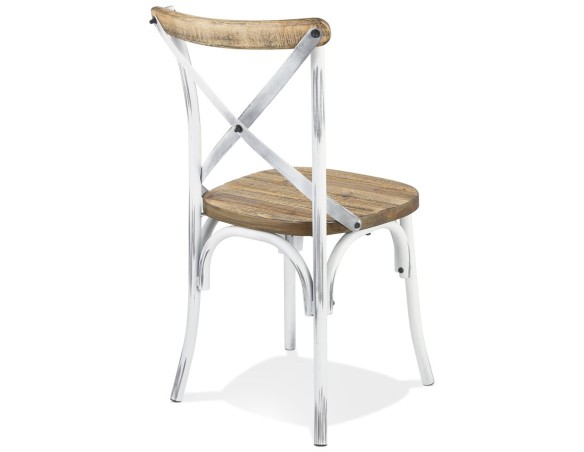 Chaise de cuisine RANCH en bois finition Noyer effet vieilli