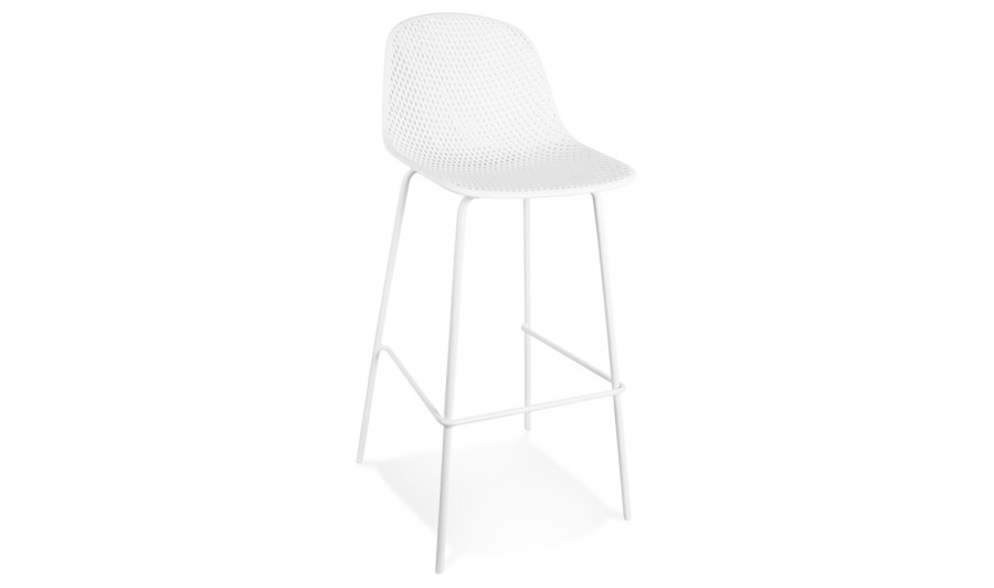 TB00610BL 5404028313862 Tabouret de bar perforé LOKI blanc intérieur / extérieur