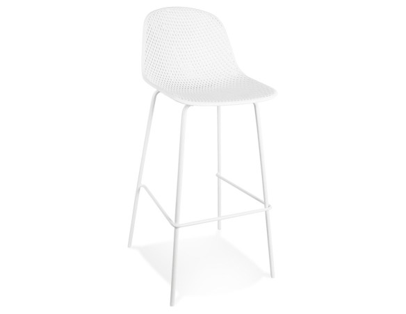 TB00610BL 5404028313862 Tabouret de bar perforé LOKI blanc intérieur / extérieur