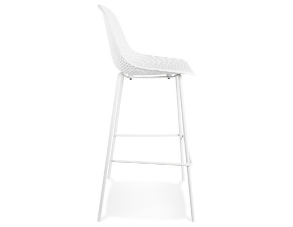 Tabouret de bar perforé LOKI blanc intérieur / extérieur