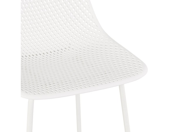 Tabouret de bar perforé LOKI blanc intérieur / extérieur