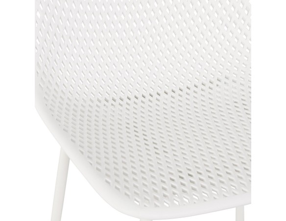 Tabouret de bar perforé LOKI blanc intérieur / extérieur