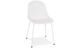 TB00360SS 5404028313985 Chaise design perforée VIKY blanche intérieure / extérieure