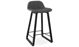 BS02370DGBL 5420072062686 Tabouret snack mi-hauteur BALTIK MINI en tissu gris et pieds en bois noir