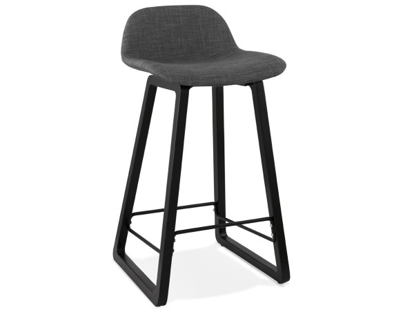 BS02370DGBL 5420072062686 Tabouret snack mi-hauteur BALTIK MINI en tissu gris et pieds en bois noir