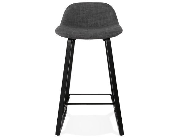Tabouret snack mi-hauteur BALTIK MINI en tissu gris et pieds en bois noir