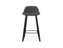 Tabouret snack mi-hauteur BALTIK MINI en tissu gris et pieds en bois noir