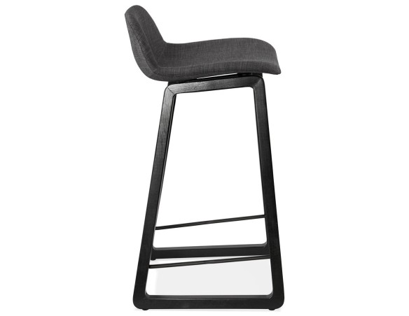 Tabouret snack mi-hauteur BALTIK MINI en tissu gris et pieds en bois noir