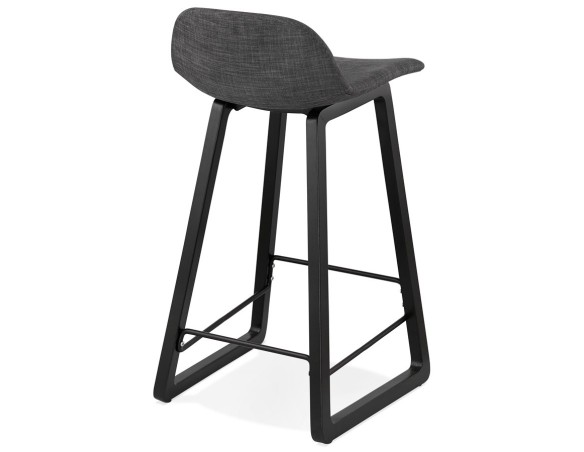Tabouret snack mi-hauteur BALTIK MINI en tissu gris et pieds en bois noir