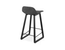Tabouret snack mi-hauteur BALTIK MINI en tissu gris et pieds en bois noir
