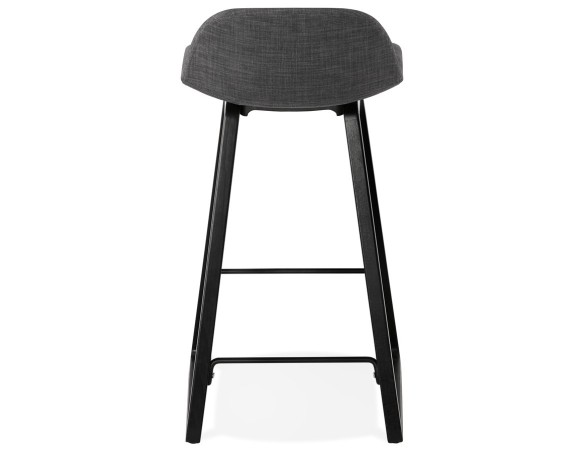 Tabouret snack mi-hauteur BALTIK MINI en tissu gris et pieds en bois noir