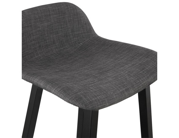 Tabouret snack mi-hauteur BALTIK MINI en tissu gris et pieds en bois noir