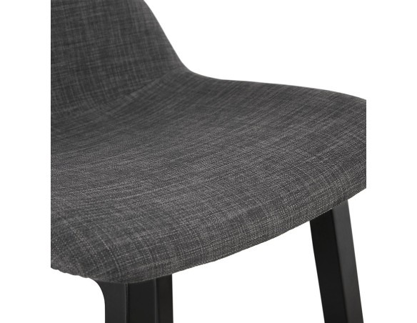 Tabouret snack mi-hauteur BALTIK MINI en tissu gris et pieds en bois noir